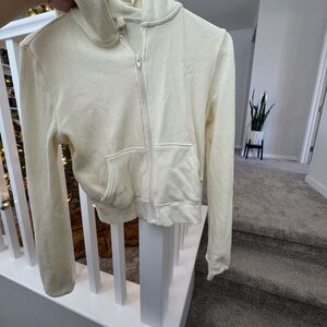 Skims cream crop hoodie and pant set